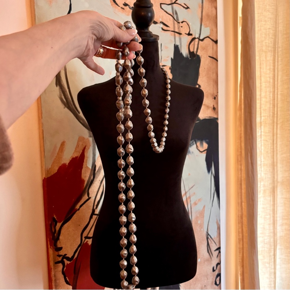 SHOW STOPPER!!! Extraordinarily Long Vintage Baroque Faux Pearl Necklace